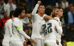 1+Real+Madrid's+Cristiano+Ronaldo+celebrates+with+team+mates+after+scoring+the+sixth+goal