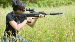 Women with Small Range Sniper Rifle